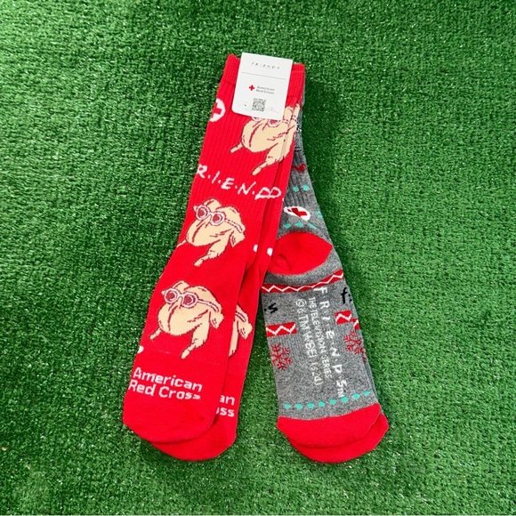 FRIENDS Accessories - Friends TV Show American Red Cross Thanksgiving Christmas Socks Women’s Size